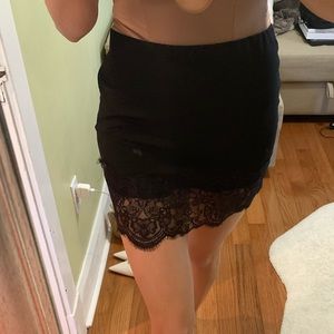 ❌SOLD❌Black mini Skirt with lace trim ZARA